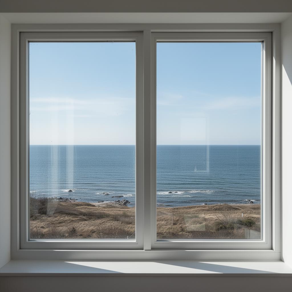 Sauberes Fenster nach Reinigung mit Ostseeblick